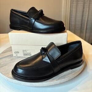 Alexandre Birman Clarita Women's Chunky Loafer Black Leather Knot Bow Size 7.5